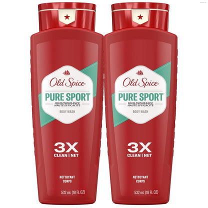 Old Spice Refreshing Body Wash for Men, High Endurance, 3X Defense, 24/7 Shower Fresh - Pure Sport Scent  (Pack of 2)
