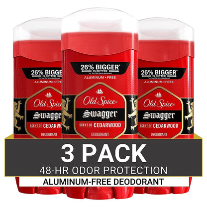 Old Spice Aluminum Free Deodorant for Men, 24/7 Odor Protection Swagger w/ Cedarwood Scent (Pack of 3)
