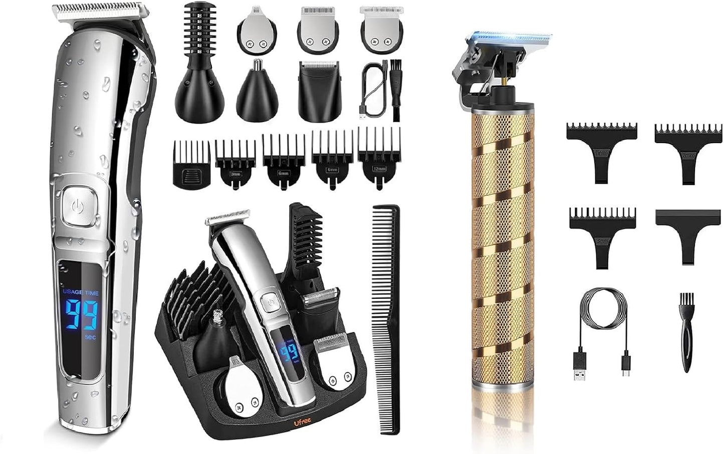 Beard Trimmer with T Blade Trimmer for Men, Beard Grooming Kit, Gifts for Men, Wet & Dry, Rechargeable