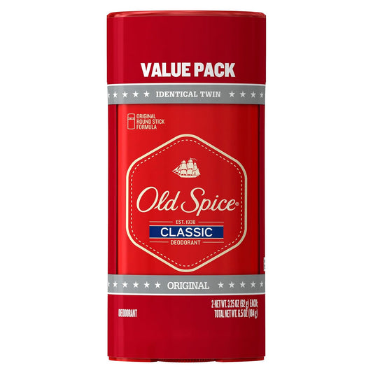 Old Spice Classic Deodorant for Men, 24hr Sweat & Odor Protection, Long Lasting Freshness, Clean & Masculine Fragrance - Original Scent (Pack of 2)