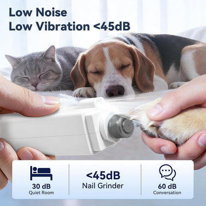 2-in-1 Quiet Electric Pet Nail Clipper Grinder w/ Light for Dogs Cats Dual LED Lights,3-Speed Grinder,Nail Clipping Splash Guard,Type-C Rechargeable - (White)