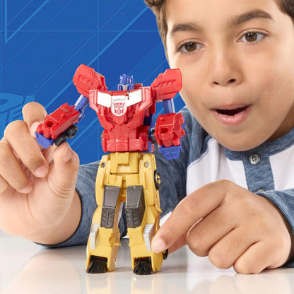 Transformers Crash & Combine Heroes, 3.75-Inch Converting Bumblebee and Optimus Prime Action Figures, Robot Toys for Kids 6 and Up (Amazon Exclusive)