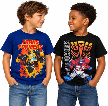 Transformers Boys 2 Pack Cotton Tee Optimus Prime Bumblebee Shirts