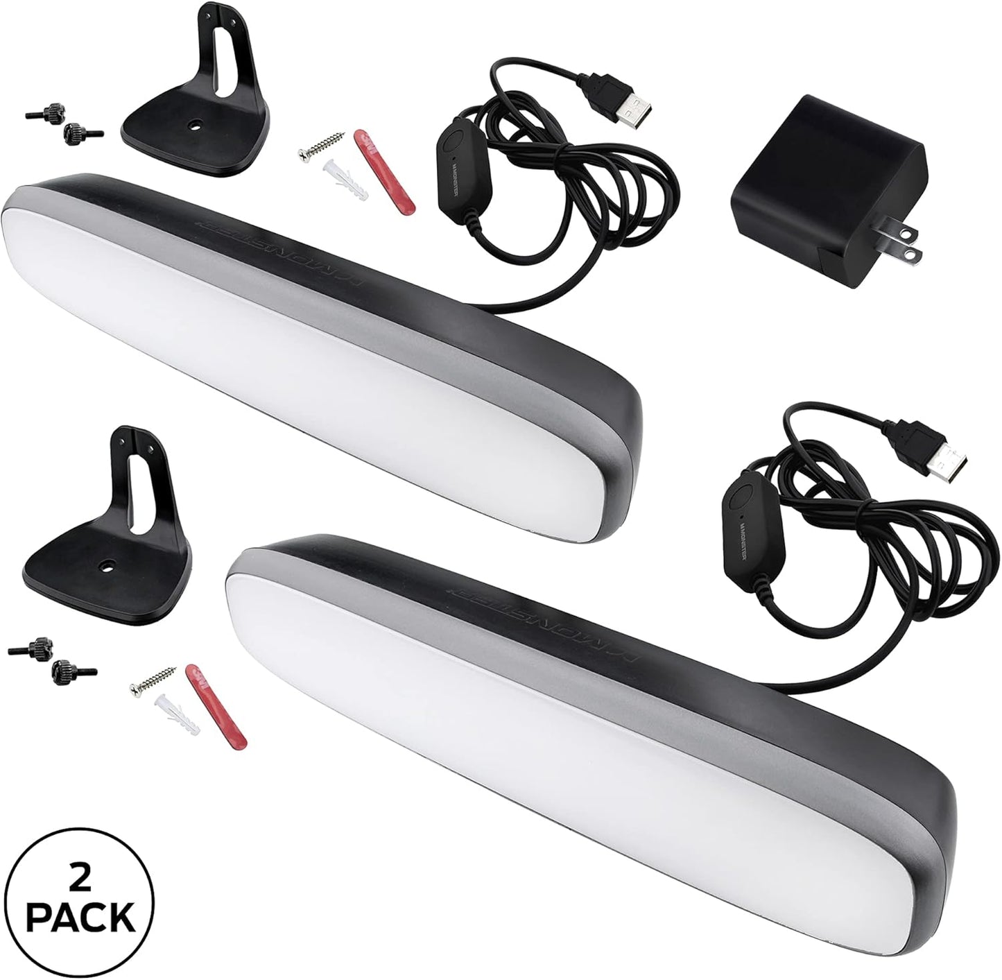Monster Illuminessence Multi-Color Light Bar with Multi-Position Base, Customizable, Make Changes Anywhere with Mobile App, Compatible with Alexa, Google Assistant, Siri, 2-Pack