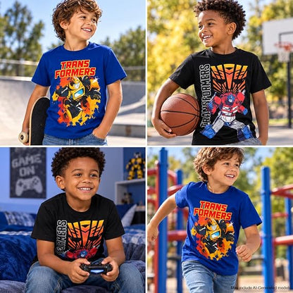Transformers Boys 2 Pack Cotton Tee Optimus Prime Bumblebee Shirts