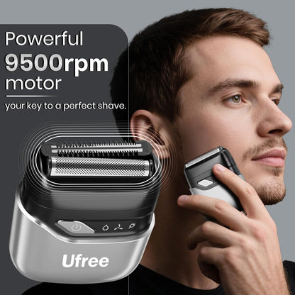 Foil Shaver for Men, Electric Razor with 2 Foil Heads, IPX7 Waterproof Electric Shaver, Wet Dry Cordless Razor, Chargeable Portable Shavers for Men, Silver