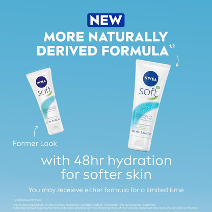 NIVEA Soft Refreshingly Soft Moisturizing Cream, Lightweight Moisturizer for Face, Body and Hands, Body Cream Enriched with Jojoba Oil and Vitamin E, 2.6 Oz Tube, Pack of 3