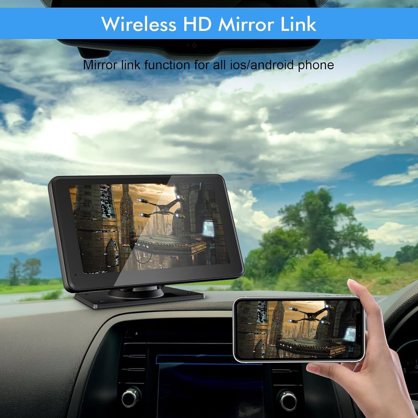 Double Din HD 7" Multimedia Player  Wireless Touchscreen Car Stereo Car Play & Android Auto, GPS, Voice Control, Mirror Link, Bluetooth Hands-Free