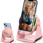 Wireless Induction Audio Bluetooth Speaker, 4 in 1 Phone Stand Speakers Amplifier with Colorful Ambient Light,360° Adjustable Holder - Pink