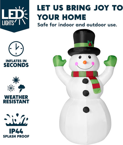 (6 FT) Tall Christmas Inflatables Snowman Decorations w/ Built-in LED with Magic Hat Winter Decoration