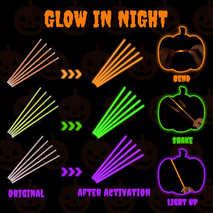 72-300 PCS Halloween Glow Sticks for Kids, Light Up Party Favors Toys Gifts