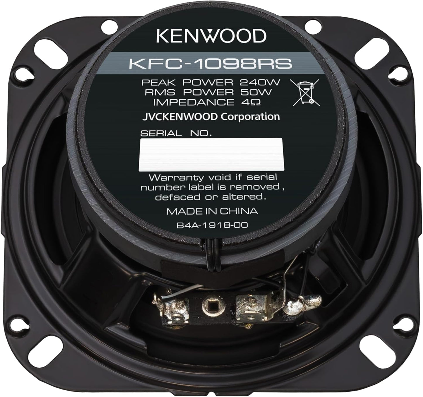 Kenwood KFC-1098RS 4" 2-rigting-motorluidsprekers – 220W piekvermoë, akoestiese klankharmoniseerder, klankveldverbeteraar, maklike installasie