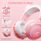 Wireless Cat Ear Headphones Gaming Headset Bluetooth 5.0 for Smartphone Retractable Mic 50mm Drivers RGB Lighting Headset with Mic (USB Dongle Not Included) - (PINK)