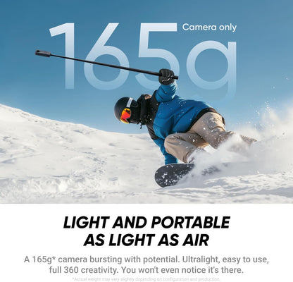 Insta360 X4 Air Snowboard Bundle - Waterproof & Light 165g 8K 360 Camera, Invisible Selfie Stick, Replaceable Lenses, Shoot First & Frame Later, Built-in Wind Guard, Stabilization, AI-Powered App