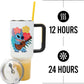 Insulated Stainless Steel Tumbler w/ Reusable Straw & Leak-Proof Lid Easy Carry Handle 40oz (Stitch)