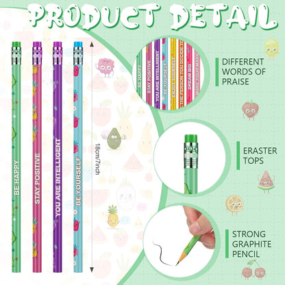 60 Pcs Scented Pencils Bulk for Kids Inspirational Cute Fun Wood with Erasers