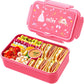 Bento Box - Leak-Proof, 4-Compartments Large Bento-Style Kids Lunch Box w/ Tableware - Princess
