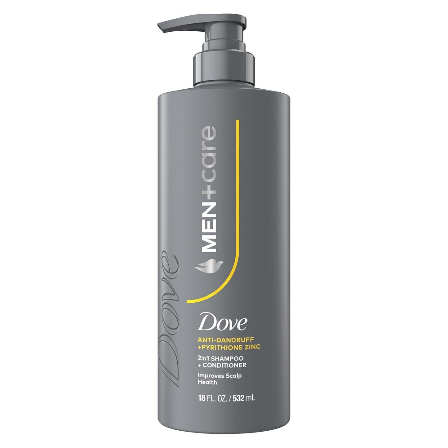 DOVE MEN+CARE 2-in-1 Shampoo + Conditioner Anti-Dandruff to Improve Scalp Health, w/ Pyrithione Zinc, 18 oz (2 CT)