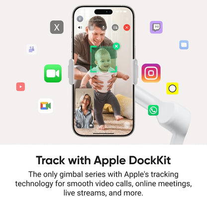 Insta360 Flow 2 Pro Vlog Bundle White - Foldable AI Phone Gimbal, Track in 200+ Apps with Apple DockKit, 360º Pan Tracking, Built-in Tripod/Selfie Stick, Remote Control, Spotlight/Backpack Mount
