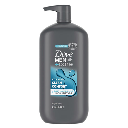 DOVE MEN CARE Body and Face Wash Hydrating Body Wash w/ 24-Hour Nourishing Micromoisture (30 oz) - (2PK)