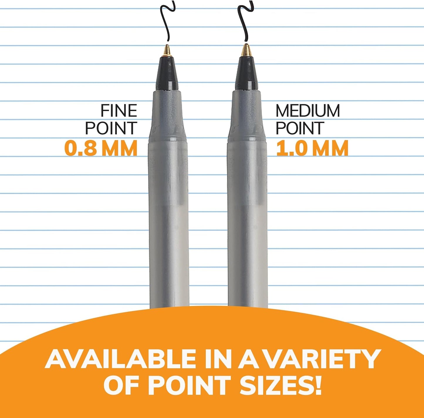 BIC Round Stic Xtra Precision Fine Blue Ballpoint Pens, Medium Point (0.8 mm), 12CT (Pack of 3)