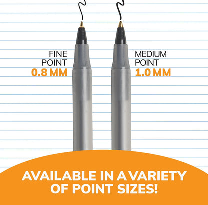 BIC Round Stic Xtra Precision Fine Blue Ballpoint Pens, Medium Point (0.8 mm), 12CT (Pack of 3)