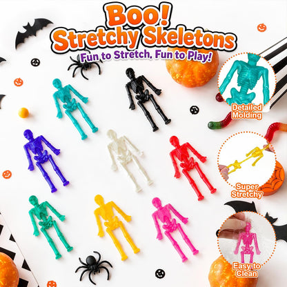 Halloween Goodie Bag Boo Basket Stuffers 36 PCS,Mini Stretchy Skeleton Toys
