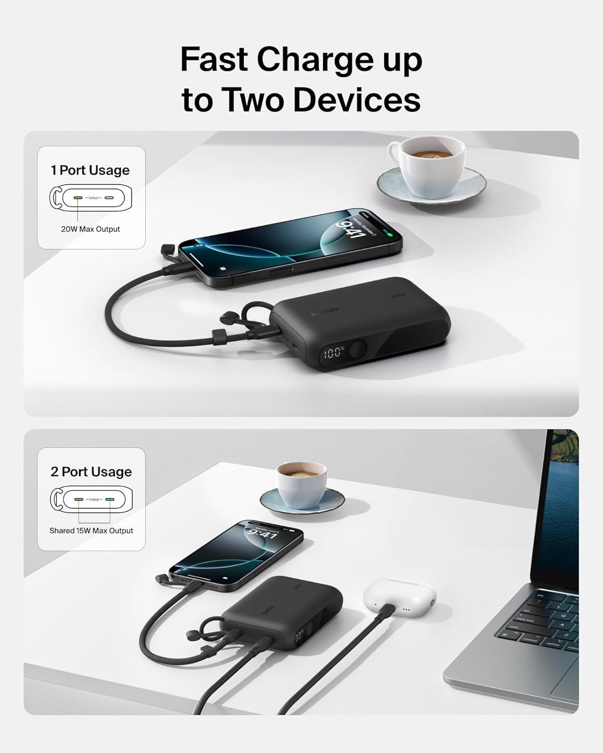 Portable Charger Slim 10,000mAh USB-C Power Bank - (Black)