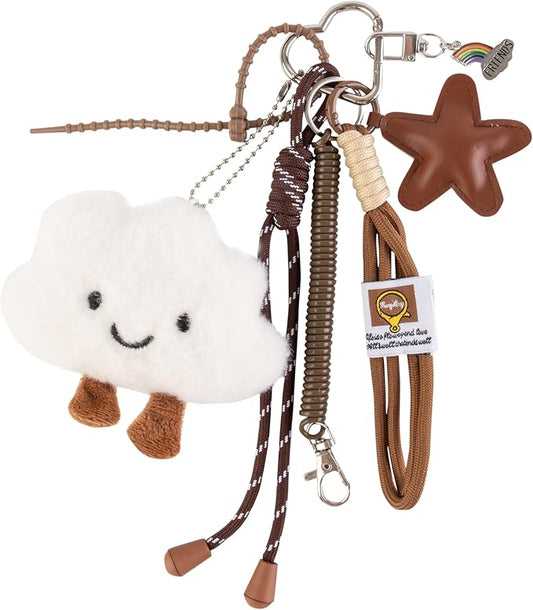 Smiley Wolk Sakkettingsleutelhanger vir Vrouehandsakke Beursie Rugsak