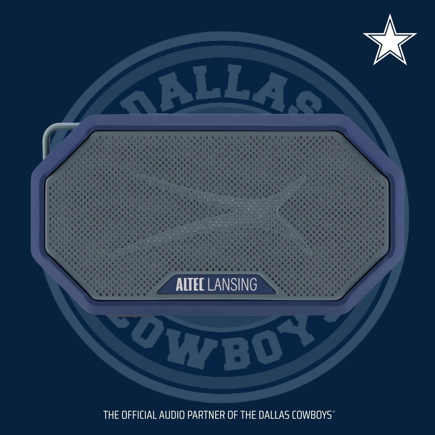 Altec Lansing x Dallas Cowboys - Draagbare Bluetooth-luidspreker HYDRAMINI 2.0, IP67 Waterdig, 8W Uitset, 12h Speeltyd, USB-C Vinnige Laai, Stemassistent-integrasie (Dallas Cowboys)