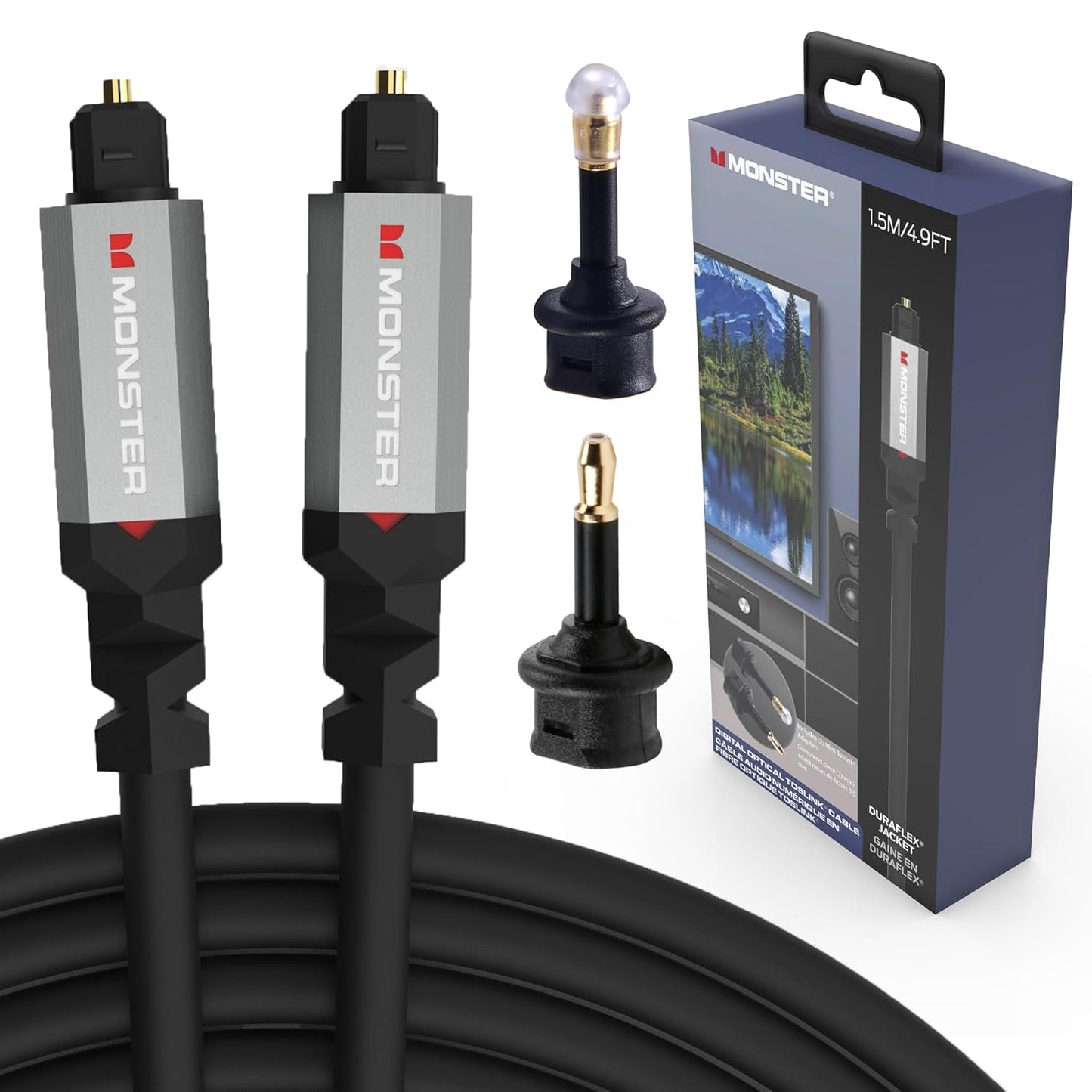 Monster Gen2 Essentials Digitale Optiese Toslink-kabel, Klankbalk Optiese Oudiokabel met Goue Konneksies, 9.8vt