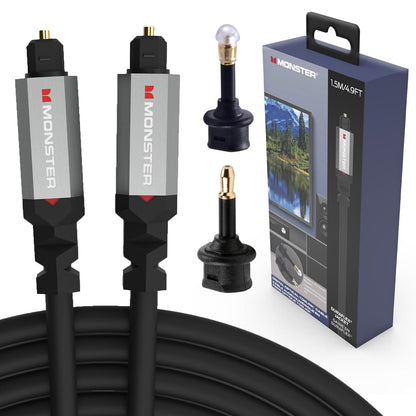 Monster Gen2 Essentials Digitale Optiese Toslink-kabel, Klankbalk Optiese Oudiokabel met Goue Konneksies, 9.8vt