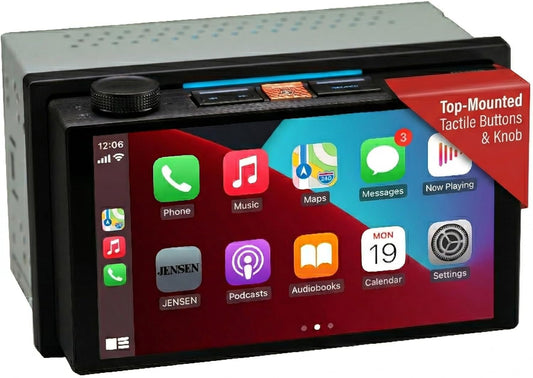 7"Double DIN Top Mount Touchscreen Receiver Wireless Apple Carplay Android Auto Car Stereo Bluetooth, Backup Camera Input