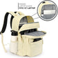 26L Backpack for School, College, and Travel: Water Resistant Bookbag with 8 Compartments - Beige