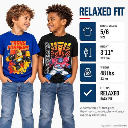 Transformers Boys 2 Pack Cotton Tee Optimus Prime Bumblebee Shirts