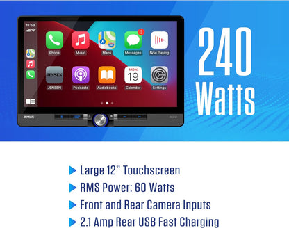 Single / Double DIN 11.6" Apple CarPlay Android Auto Wired or Wireless Car Stereo SiriusXM Ready Bluetooth | Front & Rear Camera Inputs