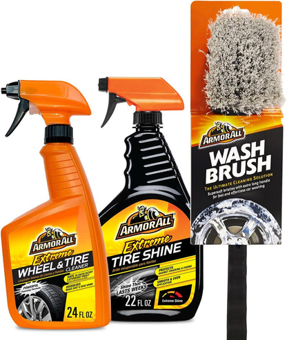 Armor All Heavy Duty Motorbandskoonmaker en Bandglansstel – Ekstreme Bandglanssproei en Wasborsel – 3ST