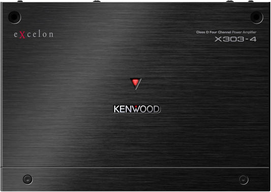 KENWOOD eXcelon X303-4 Klas D 4-Kanaal Kragversterker – Hoëprestasie 600W Kompakte Versterker met Verstelbare Kontroles, Uitstekende Klankhelderheid, en Gevorderde Beskerming