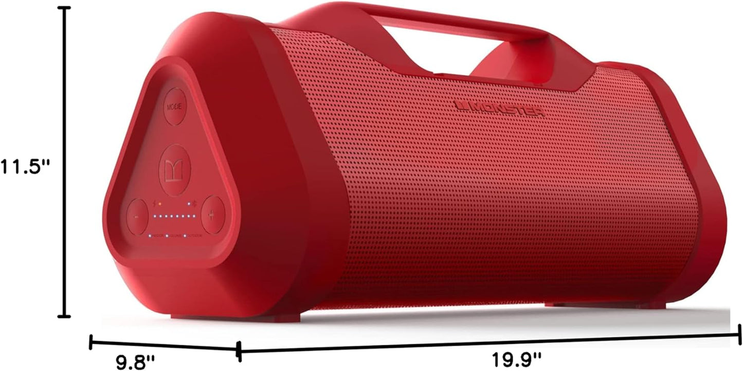 Monster Blaster 3.0 Portable Speaker, 120W Wireless Bluetooth Speaker, IPX5 Rechargeable Waterproof Bluetooth Speaker with USB Charge Out & Aux Input
