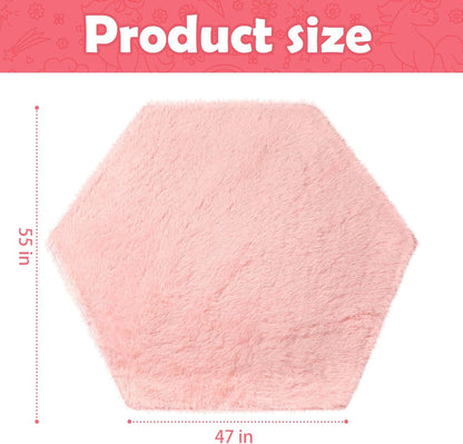 Monobeach Pink Kids Rug for Nursery Children Room Decor Ultra Soft Hexagon Carpet for Princess Tent for Girls Baby Play Mat for Floor 55”x 47” (55”x 47”, Pink Hexagon)