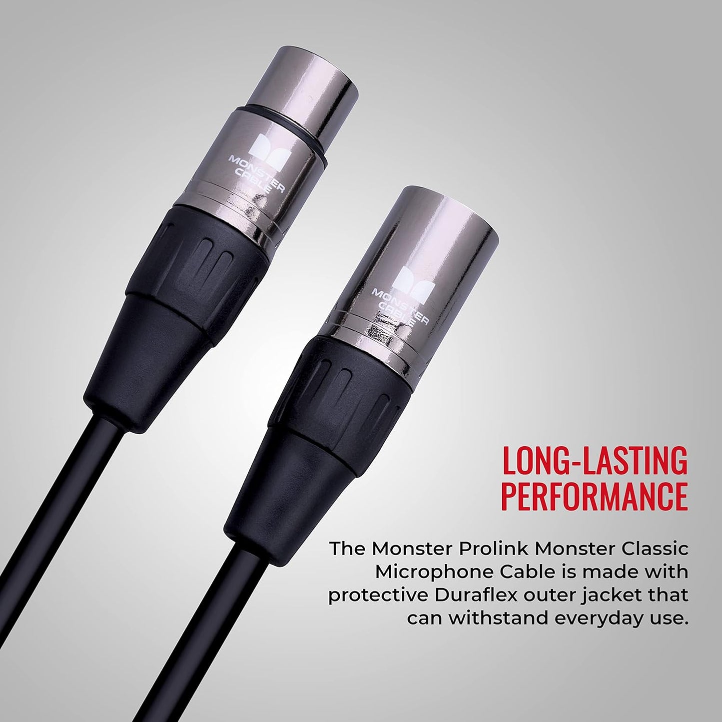 Monster Prolink Classic Mikrofoonkabel. 100 voet Silwerkontak XLR-kabels. Mikrofoonkabel met MultiTwist-konstruksie. 95% Kopergevlegte Skild XLR-kabel. Mikrofoonkabel.