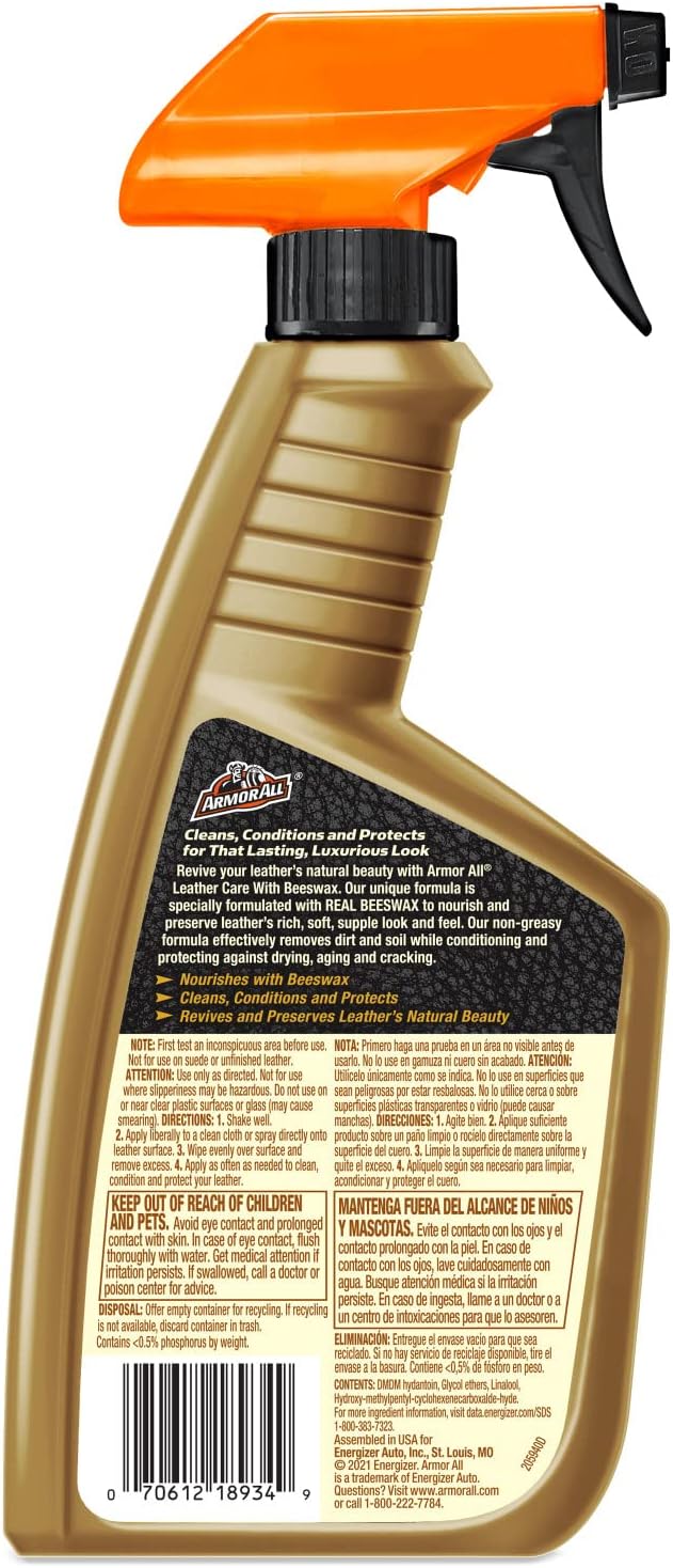 Armor All Karleer Skoonmaker Spuit, Byewas Leersorgspuit vir Motors, Vragmotors, Motorfietse (473 ml)