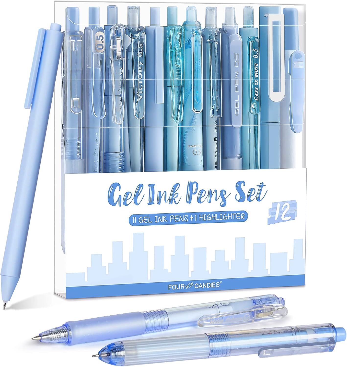 Ocean Series Gel Pens, Black & Blue Ink w/ 0.5 mm Fine Point, Cute School Office Supplies Aesthetic Desk Accessories - Set of 12