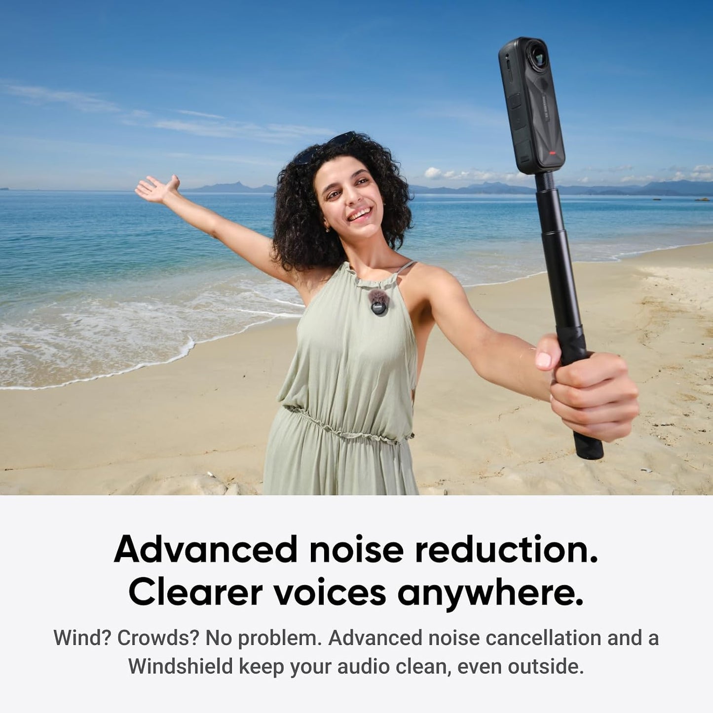 Insta360 Mic Air (1 TX + 1 RX), Noise Cancelling, 300m Range, Wireless Microphone for USB-C iPhone/Android/PC/Mac, Vlog, Streaming