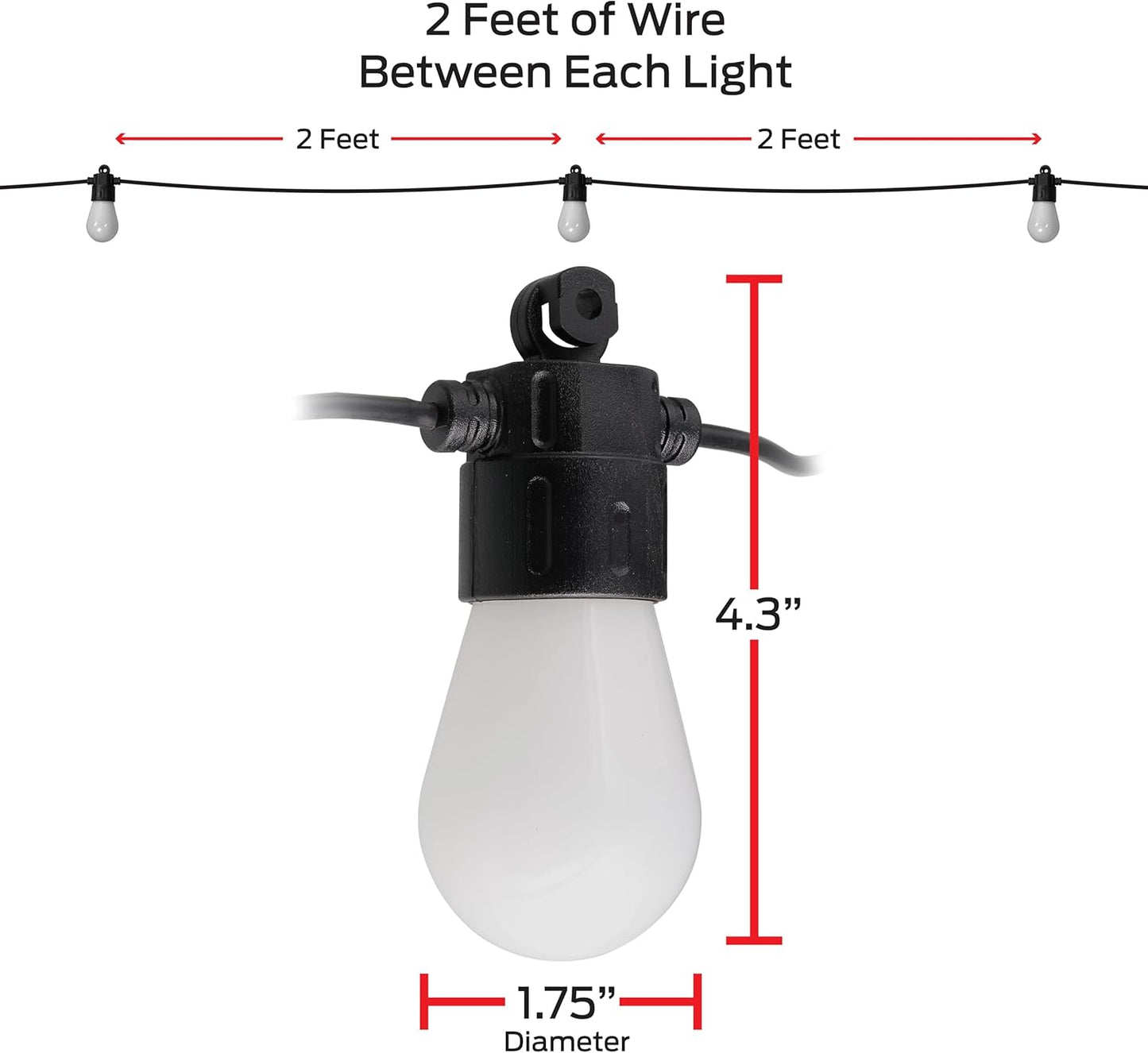 Monster 24 Foot Outdoor Smart RGB+IC+WW String Lights, 12 Bulb Color Flow Dimmable LEDs, Sound Reactive, Water & Weather Resistant, Compatible with Alexa, Siri, Google Home, App