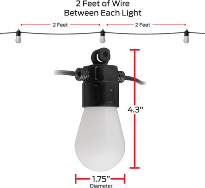 Monster 24 Foot Outdoor Smart RGB+IC+WW String Lights, 12 Bulb Color Flow Dimmable LEDs, Sound Reactive, Water & Weather Resistant, Compatible with Alexa, Siri, Google Home, App