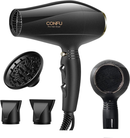 Ioniese Haardroër met Diffuser, CONFU Professionele Salon Haardroër met WS Motor, 2 Konsentreerder Spuitstuk Aanhegsels en ALCI Veiligheidsproppie, vir Vroue en Mans en Tuis Salon