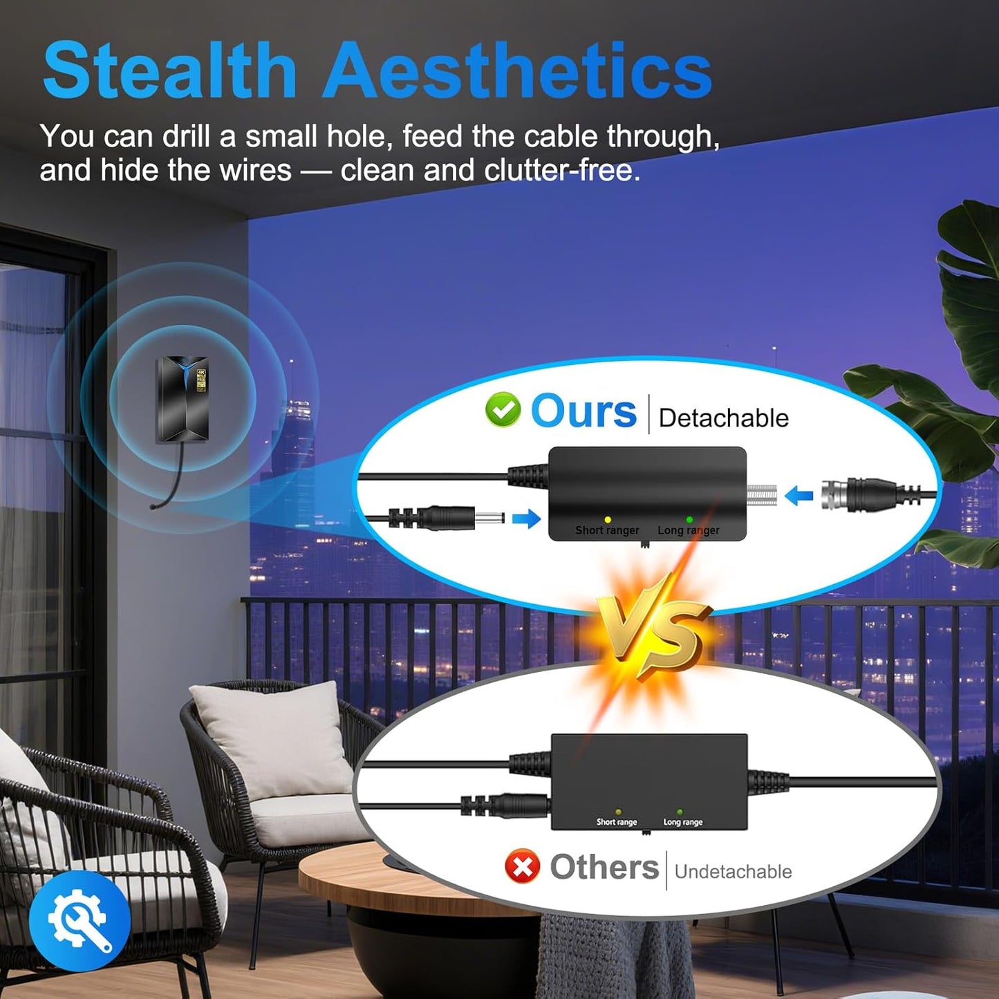 Premium TV-antenna Binne Buite – 3500+ Myl Lang Reikafstand, Ingeboude Seinversterker