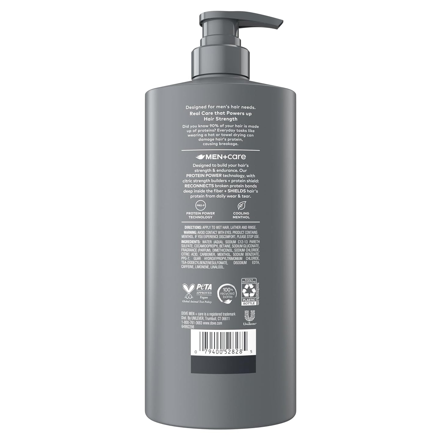 DOVE MEN + CARE Shampoo Fresh + Clean for Hair Refreshing & Strengthening, w/ Menthol, 28 fl oz. (2 CT)
