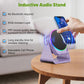 Wireless Induction Audio Bluetooth Speaker, 4 in 1 Phone Stand Speakers Amplifier with Colorful Ambient Light,360° Adjustable Holder- Purple